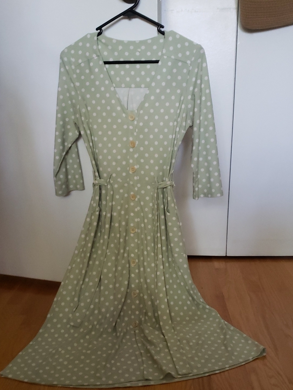 Green Polka Dot Midi Dress